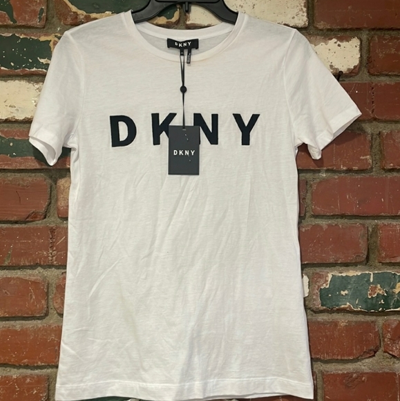 DKNY White Graphic T Shirt Crew Neck Short Sleeve 100 % Cotton XXS